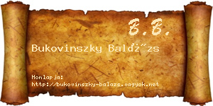 Bukovinszky Balázs névjegykártya